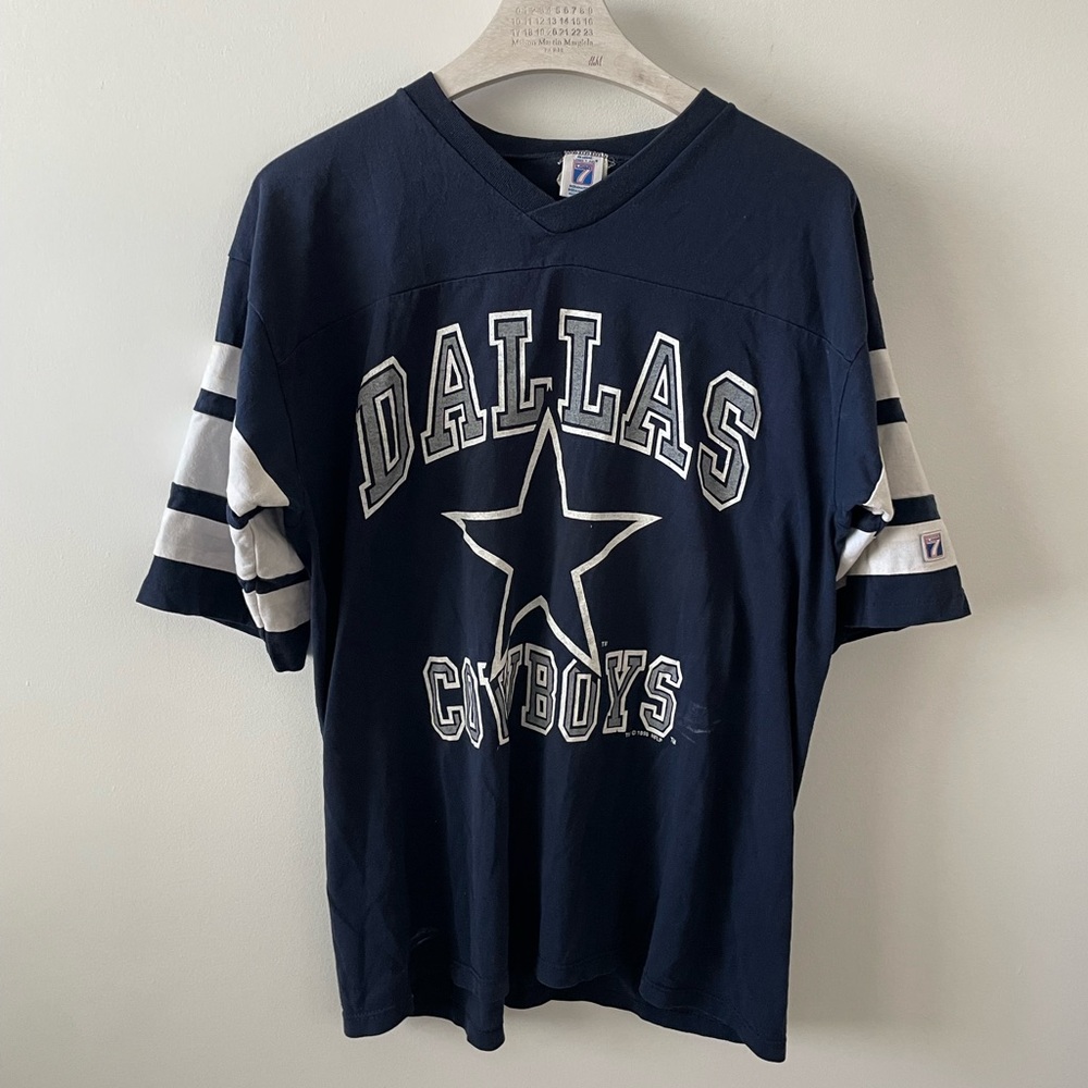 Vintage Dallas Cowboys 1995 Logo 7 Blue 3/4 Sleeve NFL Football T-Shirt XL